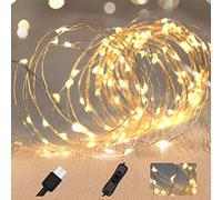WALCHO Luci Stringa LED USB, 120 LED 12m/39FT con Fiabe Luci Tramite Impermeabili,per la Camera da Letto Giardino Matrimonio Natale Decorazione per Interni ed Esterni-Bianco Caldo