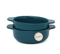 Wald Casseruola monoporzione Ø 15 cm ceramica - set 2 pezzi, pentola forno, teglia piccola, pirofila porzione singola per cucina, tavola e servizio (Blu)