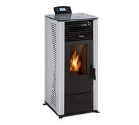 Waldbeck Energiewende - Stufa a Pellet, 5/10 kW, 5 Livelli di Potenza/5 Velocità, Timer, Capacità: 18kg, Consumo: 0,6-2,0 kg/h, per 60-250 m³, Stufe a Pelet, Pannello di Controllo con Display, Grigio