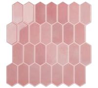 WalDecoo Piastrelle esagonali lunghe per cucina, piastrelle da parete più spesse, 10 fogli autoadesivi 3D, adesivi da parete rosa, 30,5 x 30,5 cm, per cucina e bagno