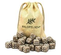 Waldfelsen 6, 12, 20, 30 o 50 dadi di alta qualità, dimensioni standard, 16 mm, dadi in acrilico, dadi da gioco a sei facce, accessori da gioco, set con sacchetto in tessuto (Grigio, 30 pezzi)