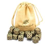 Waldfelsen 6, 12, 20, 30 o 50 dadi in legno di faggio di alta qualità, dadi da gioco in legno standard da 16 mm, con sacchetto di stoffa, set di dadi (grigio, 12 pezzi)