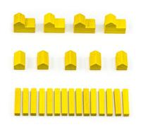 Waldfelsen Figure in legno di diversi colori speciali: 4 città, 5 insediamenti e 15 strade adatte per i coloni (colore giallo)