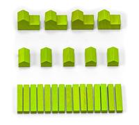 Waldfelsen Figure in legno di diversi colori speciali: 4 città, 5 insediamenti e 15 strade adatte per i coloni (colore verde erba)