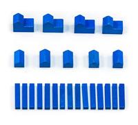 Waldfelsen® Hozfiguren: 4 città, 5 insediamenti e 15 strade adatte per i coloni (colore blu)
