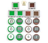 Waldfelsen® Personaggi da gioco in legno - 12 cavalieri e 6 mura della città con adesivo verde e marrone, adatti per 5 - 6 giocatori complementari all'espansione città e cavalieri di Die Siedler