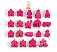 Waldfelsen® Personaggi per Carcassonne - 8 Meeple e 11 personaggi speciali per il gioco base, le 10 estensioni e i Minis 2 e 6 (colore rosa)