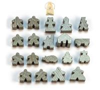 Waldfelsen® Personaggi per Carcassonne - 8 Meeple e 11 personaggi speciali per il gioco base, le 10 estensioni e i Minis 2 e 6 (colore grigio)