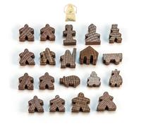 Waldfelsen® Personaggi per Carcassonne - 8 Meeple e 11 personaggi speciali per il gioco base, le 10 estensioni e i Minis 2 e 6 (colore marrone)
