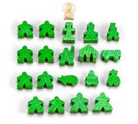 Waldfelsen® Personaggi per Carcassonne - 8 Meeple e 11 personaggi speciali per il gioco base, le 10 estensioni e i Minis 2 e 6 (colore verde erba)