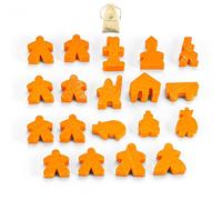 Waldfelsen® Personaggi per Carcassonne - 8 Meeple e 11 personaggi speciali per il gioco base, le 10 estensioni e i Minis 2 e 6 (colore arancione)
