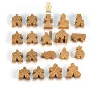 Waldfelsen® Personaggi per Carcassonne - 8 Meeple e 11 personaggi speciali per il gioco base, le 10 estensioni e i Minis 2 e 6 (colore bianco)