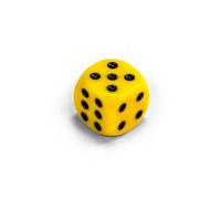 Waldfelsen Singolo cubo acrilico colorato cubo occhi in vetro acrilico materiale da gioco accessorio cubo 16 mm W6 D6 dimensioni standard aglio Dice 6 lati (colore: giallo-nero)