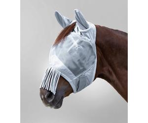 Waldhausen Maschera Antimosche Premium con Orecchie e Frange per il Naso, Grigio Argento - Pony
