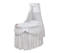 WALDIN Culla con cappotta,Culla con ruote XXL,IN 6 VARIANTI,telaio/ruote naturali non trattati,colore tessile bianco