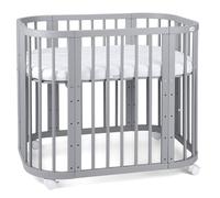 waldin Lettino Bebè 5in1, Culla Co-Sleeping in Legno, Materasso, Grigio | Ventilato, Base Regolabile su 5 Livelli, Lettino Evolutivo, Funzione Dondolo Opzionale