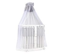 waldin Lettino Bebè 7in1, Materasso e Ruote, con Ripiano, Bianco | Grigio, Evolutivo, Lettino, Culla Co-Sleeping in Legno, Dondolo Opzionale