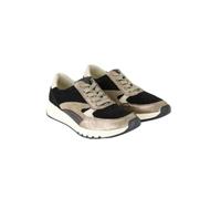 Waldläufer H-April - Sneaker basse da donna in pelle e pelle scamosciata, Nero , 41 EU Larga