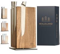 WALDLAND Ceppo portacoltelli di alta qualità, senza coltello, magnetico e girevole a 360°, in pregiato e robusto legno di acacia, supporto magnetico per coltelli, blocco di legno, organizer da cucina
