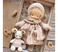 Waldorf Fatta a Mano, Waldorf, Capodanno, Regalo di compleanno, bambola all'uncinetto vintage, bambola di peluche per ragazza carina con scatola