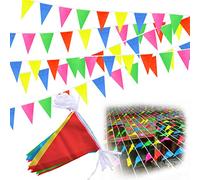 Waldspring Bandiere triangolari in tessuto, 100 m, multicolore con 150 pezzi, per esterni, multicolore