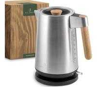 WALDWERK Bollitore elettrico di design - 3000 Watt - 1,7L - Bollitore in acciaio inox - Con manici in vero legno di quercia e acciaio inox 304 antiruggine