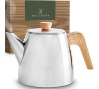 WALDWERK Teiera con Infusore - Teiera termica a doppia parete - Teiera con filtro in acciaio inox 304 - Infusiera con manici in vero legno di quercia - Teiera 100% antigoccia