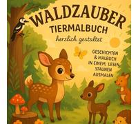 Waldzauber Tiermalbuch herzlich gestaltet: Geschichten & Malbuch in einem, Lesen, Staunen, Ausmalen - kreative Wald- und Tiergeschichten für Kinder