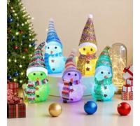 walenbily Decorazione a LED con pupazzo di neve, 6 set di luci fiabe, colori casuali, decorazione natalizia a forma di pupazzo di neve, per interni senza montaggio, per decorazione da tavolo
