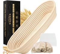 Walfos® - Cestino per la Fermentazione Ovale, Cella Lievitazione, Cestino Lievitazione Pane, 35 cm, Rattan Naturale, Incluso per Perfetta Forma, con Raschietto Impasto