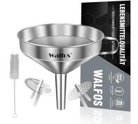 Walfos® Imbuto Cucina, Imbuto con Filtro in Acciaio Inox e 200 filtri a Rete Jam Straining con 2 setacci Rimovibili, Imbuto da 10,4 cm per Il trasferimento di ingredienti liquidi