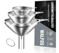 Walfos® Imbuto Cucina, Imbuto in acciaio inox, piccolo set di tre, adatto per versare liquidi e piccole bottiglie, come olio, sale, zucchero, bottiglie di profumo, oli essenziali, ecc.