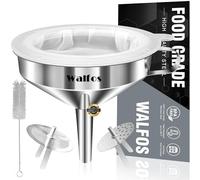 Walfos Imbuto in acciaio inox 13 cm con 2 filtri rimovibili e 1 spazzola per la pulizia e schermo filtro a 200 reti, ingredienti secchi e polvere., Acciaio inossidabile del commestibile