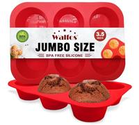 Walfos Stampo per Muffin Jumbo in Silicone, Antiaderente, Senza BPA, Rosso, per Muffin, Cupcake, Pizza, Lavabile in Lavastoviglie