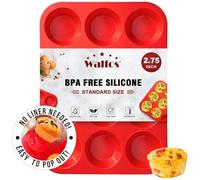 Walfos Teglia per muffin in silicone, 12 tazze, in silicone, antiaderente, ideale per fare torte di muffin, crostate, pane, senza BPA e lavabile in lavastoviglie