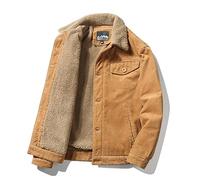 WALFREW Piumino Uomo Winter Casual Thick Cargo Jacket Men's Windproof Warm Padded Cashmere Coat Coat Coat(Beige,L)