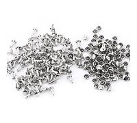 Walfront 100 Set Doppio Cappuccio Rivetto per Cuoio Metallo Borchie Kit Doppio Tappo Rivetto Tubolare per DIY Borsa Scarpe Riparazioni Artigianale Decorazione 6 × 8mm (Argento)