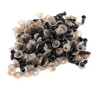 Walfront 100Pz Occhi di Sicurezza in Plastica con Rondelle per la Fabbricazione di Bambole, DIY Craft Kit Chiaro Nero Occhi di Sicurezza con Guarnizione