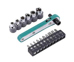 Walfront 17 pz 1/4" Mini Socket Ratchet Wrench Rapid Ratchet Wrench Intercambiabile Driver Bit Set