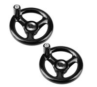 Walfront 2 Pezzi Volantino in Plastica Tecnica da 100 Mm, Volante Rotondo a 3 Razze con Maniglia Girevole per Tornio, Fresatrice, Macchina Utensile Universale Nera