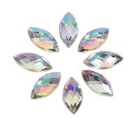Walfront 500 Pezzi Occhio di Cavallo Gemme a Goccia Rhinestones Diamante Acrilico dell’Occhio del Cavallo Perline di Cucito 7 × 15 mm per Decorazioni Artigi(White)