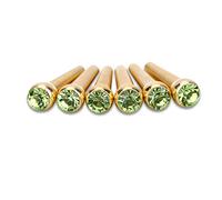 Walfront 6 Pezzi Perni per Ponte per Chitarra in Ottone con Picchetti per Chitarra in Cristallo, Decorazione Testa Dorata, Opzioni di Riparazione e Sostituzione per Chitarristi Acustici (GREEN)