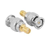 Walfront Adattatore RF da BNC a SMA, Connettore Coassiale in Rame Placcato Oro, Confezione da 2 BNC Maschio a SMA Femmina 50 Ohm da 0 a 6 GHz Isolato in PTFE per Test dell'antenna, Configurazione