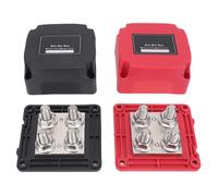Walfront Blocco di Distribuzione di Potenza 400A, Barra Collettrice 48V DC con Prigionieri M10, Coperchi Rossi e Neri per Impianti Elettrici Automotive, Nautici, e Solari