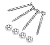 WALFRONT Boccola per Giunzione del Manico della Chitarra, Ghiera in Metallo per Basso Elettrico, 4 Set con Viti, Acciaio Inossidabile Resistente, Perfetta per Riparazioni di Chitarre Fai-da-te