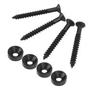 WALFRONT Boccola per Giunzione del Manico della Chitarra, Ghiera in Metallo per Basso Elettrico, 4 Set con Viti, Acciaio Inossidabile Resistente, Perfetta per Riparazioni di Chitarre Fai-da-te (BLACK)