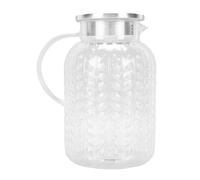 Walfront Caraffa per Acqua, Caraffa per tè Freddo in Acrilico con Coperchio, Brocca per Bevande Trasparente Resistente Al Calore da 1,8 L 212F, Manico con Design a Foglia per Succhi di tè e caffè