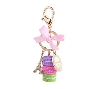 Walfront Colorato Carino Anello Portachiavi di Maccherone Torre Eiffel Portachiavi Portafortuna Decorazione Borsa per Bambini di Compleanno(Viola)