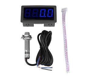 Walfront Contatore Elettronico Contatori A4 Cifre Digitali di Precisione Contaimpulsi Digitale con Display a LED E Sensore di Prossimità Hall Npn(Blu)