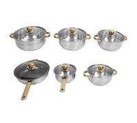 Walfront Cucina Pentola in Acciaio Inossidabile Pentola in Efficiente Pentole e Padelle Complete per il Ristorante per la Casa, Design della Maniglia Dorata per la Maggior Parte degli Spazi delle (#1)